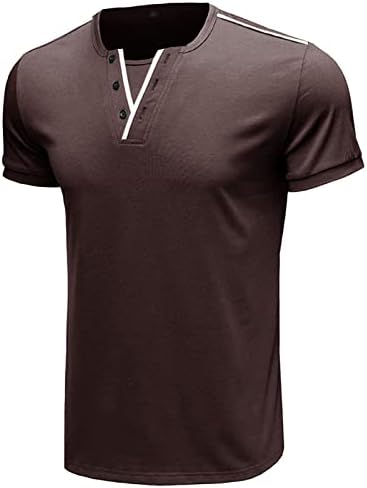Muški v vrat kratki rukavi Henley majice casual tanke fit basic modne majice ljetna teretana trening atletic manir vrhovi