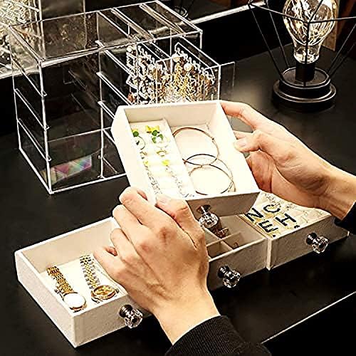 Kutija za organizator šminke Kinha, kutija organizatora akrilnog nakita, Ogrlica prstena za vilicu zaslona s 4 ladice, čiste kutije