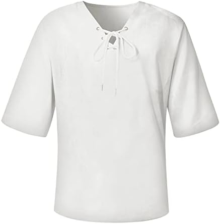 Muške majice plus size v vrat ljetne bluze obične 3/4 rukave opuštene dukseve 2023 casual smiješni vrhovi
