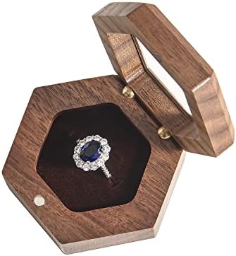 WisList drveni okvir za prsten sa staklenim prozorom za prijedlog - Perfect zaručnički prsten kućište - Mala poklon kutija za prsten