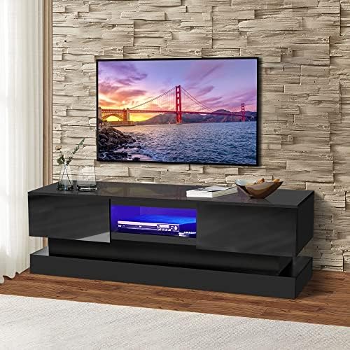 1,6 metara crni moderni TV ormarić TV stalak s promjenom boje LED svjetla visoko sjajni prednji TV ormarić za dnevni boravak spavaća