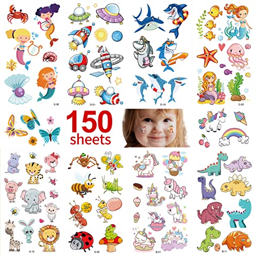 Dječje vodootporne privremene tetovaže od 150 listova, dječje igračke za privremene tetovaže, prikladne za rođendanske zabave, grupne