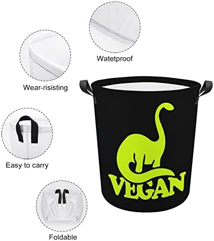 Veganske košare za rublje dinosaura s ručkama vodootporne sklopive okrugle košare za odjeću organizator za pohranu