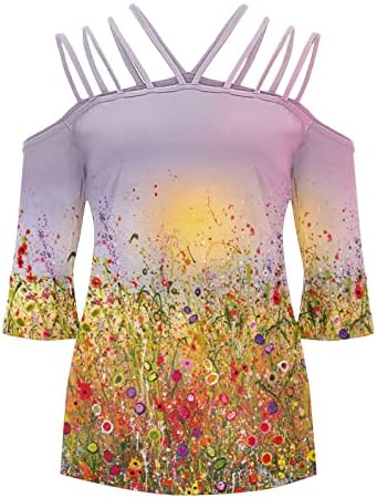 Ljetna jesen bluza dama 2023 Odjeća 3/4 rukav posada za vrat grafički kapri casual bluza majica za dame aj aj