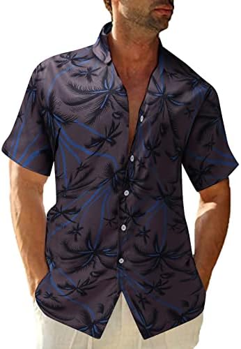 Zdfer Havajske košulje za muški cvjetni gumb za ispis dolje košulje kratke rukave Redovito fit ljetne plaže Košulja za o ovratnik Nova