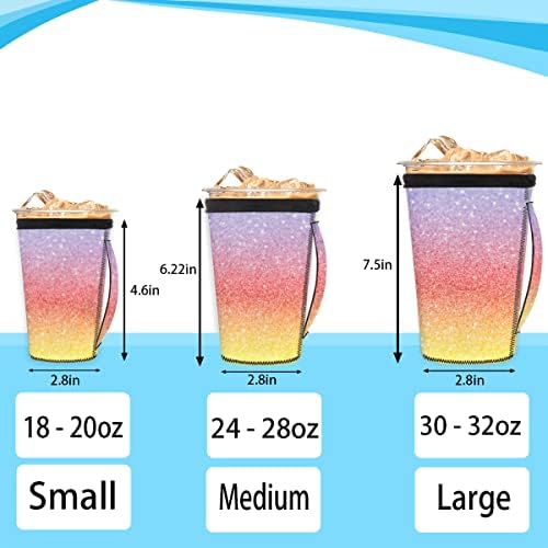 Sažetak Rainbow za višekratnu upotrebu ledene kave Slok hladni napici Kompatibilni £ ¬glitter Tekstura čaša s ručicom stroj za pranje
