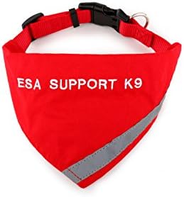 Bandana vezena s podrškom za ESA K-9 | Reflektirajuća traka za sigurnost kućnih ljubimaca | Ugrađena u odgovarajuću ovratniku kako