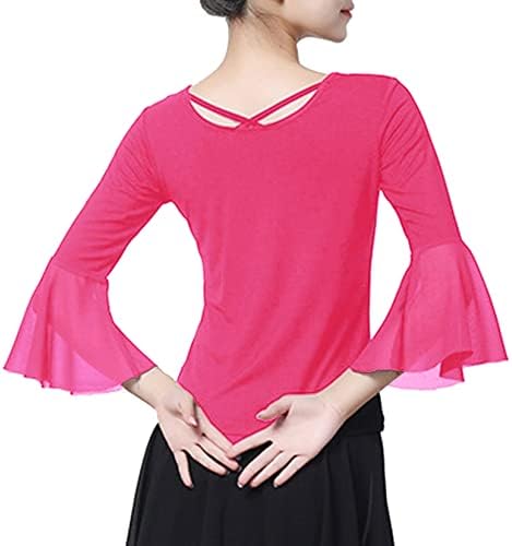 Jelory Dance Top for Women Bell Shoave Dance Shirt bluza joga balet ples kostim košulja za vježbanje majice plesna odjeća