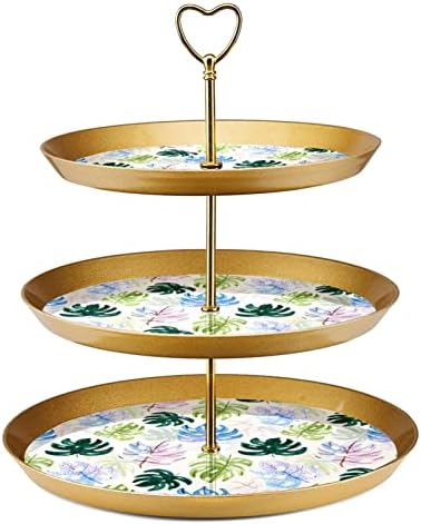 3-sloj stalak za kolače akvarelni tropski lišće palminog lišća stranke poslužitelj za hranu zaslon za desert ploče ukrašavanje za vjenčanje,