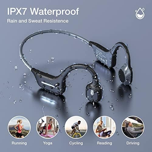 Moing slušalice za bežične kosti, slušalice s otvorenim ušima Bluetooth slušalice s reflektirajućim trakama, ugrađenim mikrofom i IP56