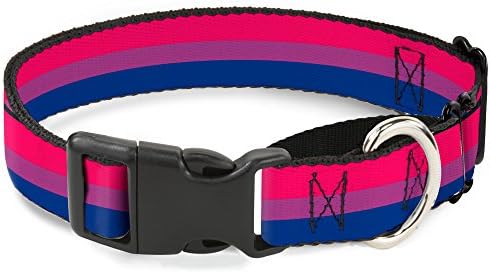 Zastava za zastavu biseksualna ružičasta/ljubičasta/plava martingale ovratnik za pse, 1,5 široko ugrađen 16-23 vrat-medij u vratu