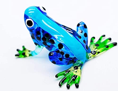Minijaturna ručna puhana umjetnička stakla nova žaba, plava figurica