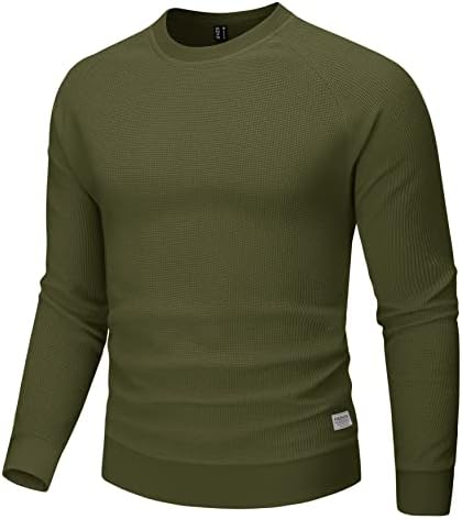 Magcomsen muške košulje za muške posade lagane vafle pletiva pulover casual košulje džempera dugih rukava