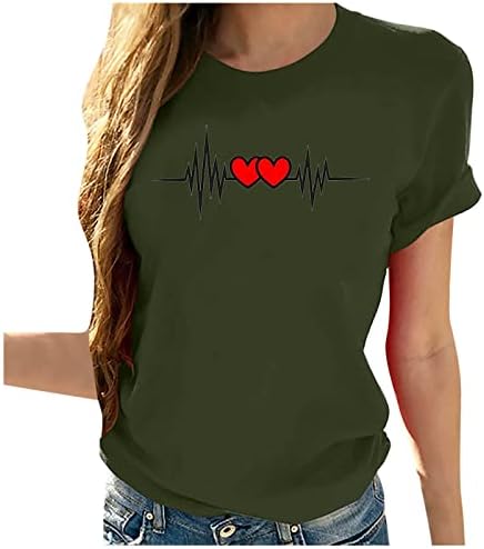 Žene kratki rukav 2023 Odjeća pamučno srce Ljubav grafički gornji dio Tee Summer Fall Bluza za djevojčice H8 H8