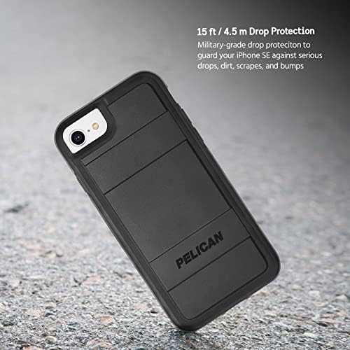 Pelican - serija zaštitnika - futrola za iPhone SE - Kompatibilno s iPhoneom 7 i 8 - Zaštita vojne kapi - 4,7 inča - crno