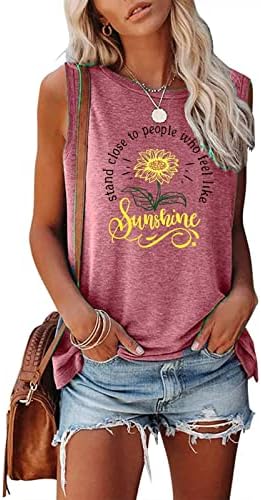 Suncokret Vase Tank Top za žene Ljetni vrhovi bez rukava Slatki cvjetni buket Graphic Casual Majice za odmor