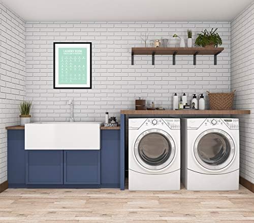 Andaz Press praonica rublja Zidni umjetnički znakovi, 8,5 x 11-inčni plakat, zeleni tisak metvice, kompletan vodič za pranje rublja