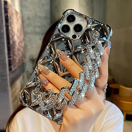 Aowner kompatibilan s iPhoneom 13 Pro Max Case Bling Luksuzni remen za žene djevojke, 3D sjajni dijamantni kristalni zglobni zglob