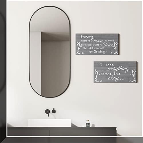 Jetec 2 komadi smiješne dekore kupaonice Pravila za kupaonicu potpisuju plak drvena smiješna kupaonica dekor znak gost viseće zidne