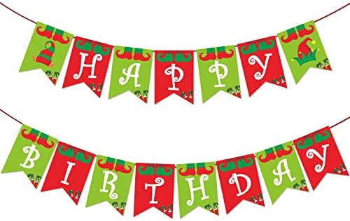 Elf Happy Birthday Banner Elf na policama ukrasi za rođendan božićne zabave ukrasi elf filmski ukrasi za rođendan