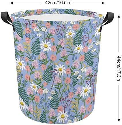 Košara za rublje divlje cvijeće Zimzelen travnjak košara za rublje s ručkama sklopiva košara torba za odlaganje prljave odjeće za spavaću