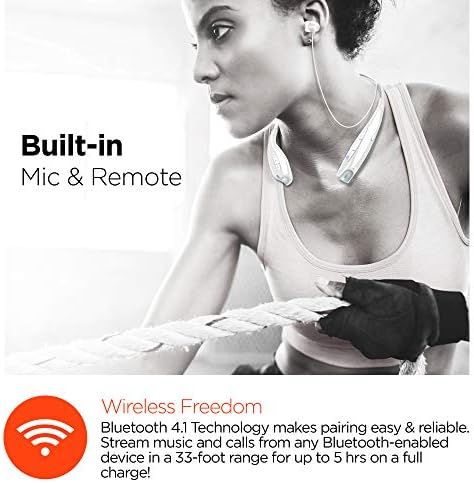 Hypergear Freedom Bluetooth bežične slušalice s ugrađenim MIC-om + Hands-Free Music & Pozivi, fleksibilna lagana traka za vrat, vibrirajuća