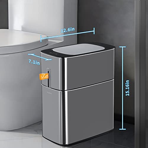 Kante za smeće u kupaonici s poklopcima / automatska kanta za smeće za privatnost od nehrđajućeg čelika od 4,5 galona / pametna kanta