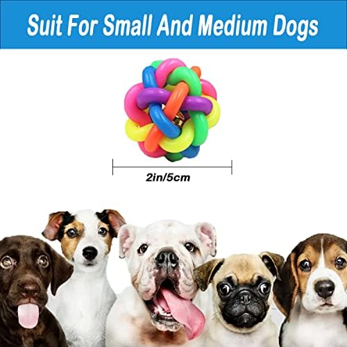 DGAGRCHEW pseće kuglice s zvukom zvona, igračka za žvakanje kućnih ljubimaca, male kuglice za štene, šarene 2 interaktivne igračke