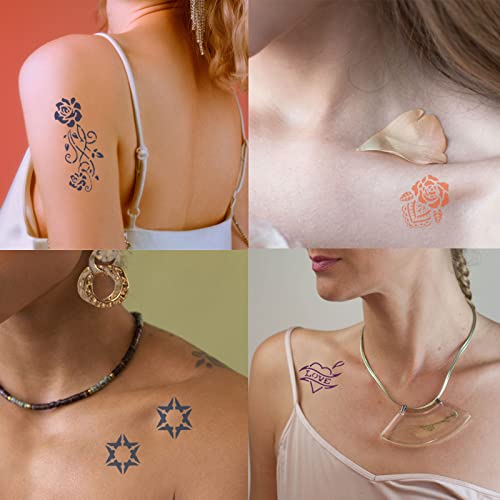 Henna tetovaža šablona, ​​254 PCS tetovaža predložaka za višekratnu upotrebu uradi sam tetovaža za tetovažu, a umjetnička šablona za