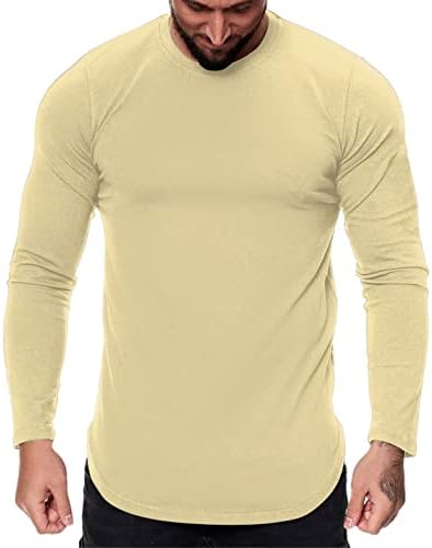 Xiloccer majice muške modne casual sportske fitness vanjski zakrivljeni rub solidna boja okrugli vrat majica majica dugih rukava gornji