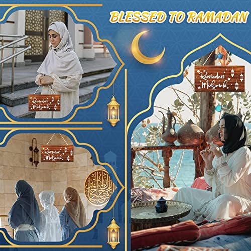 Ramazan ukras Ramadan Viseći znak Ramadan Wood znak Ramadan Kareem Dekoracija Islam Ramazan drvena viseća ploča znak drveni privjesak