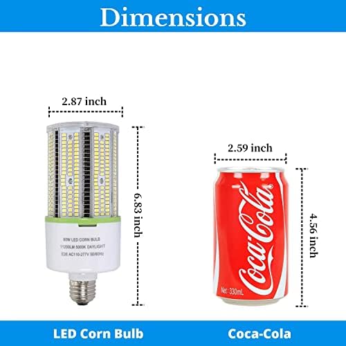 2-komadna LED kukuruzna svjetiljka od 80 vata, osnovna LED svjetiljka od 5000 K, Dnevna svjetlost od 5000 K, zamjenska LED dioda s