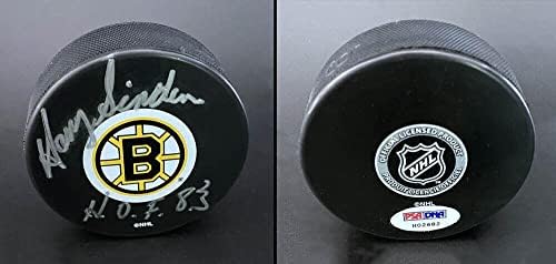 Hari Sinden potpisao je hokej na ledu s logotipom Boston Bruins + 93 MND / DNK s autogramom - NHL PAKOVI s autogramom