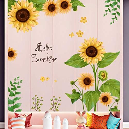 Amaonm kreativna uklonjiva naljepnica za suncokret diy zelena lišća zidna naljepnica cvjetovi zid dekor cvjetna kore i štapić za dom