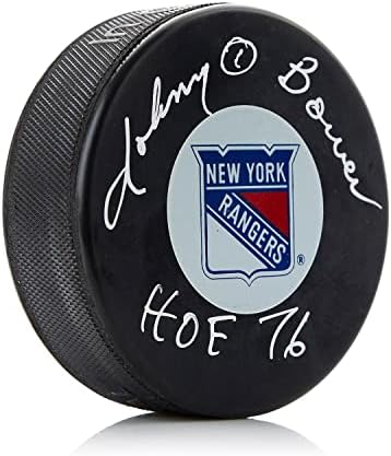 Hokejaški pak s autogramom Johnnieja Bauera Njujorški Rangers i notom Hof - NHL Pak s autogramom Johnnieja Bauera