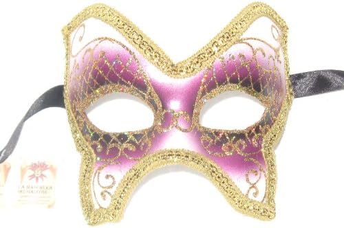 Purple Glitter Farfallana Toni Venetian Mask