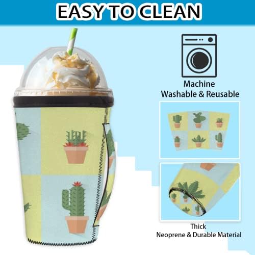 Biljke kaktusa ledene kave za višekratnu upotrebu s ručicom Neopren šalica čahura za sodu, latte, čaj, pića, pivo