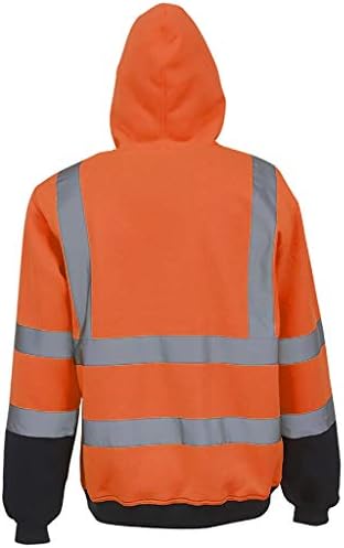 Wenkomg1 jakna s visokom vidljivošću s kapuljačom Hi Vis Baggy Hoodie Outdoor Sigurnost reflektirajuća odjeća s punim zipom s džepom