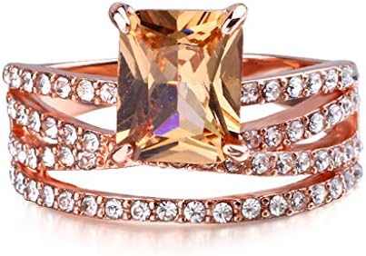 Ženski kvadratni kristalni prsten jednostavan temperament dijamantni prstenovi prsten od ružičastog zlata obećanja vjenčani prstenovi