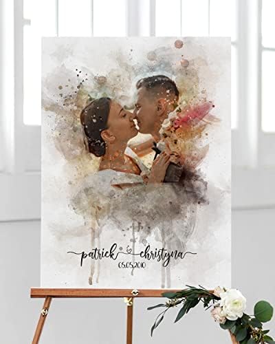 Naljepnice Personalizirana godišnjica ispis prilagođenih ideja o vjenčanim poklonima akvarelni portret s fotografije