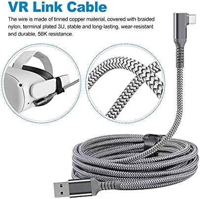 Quest 2 Link kabel, VR slušalice i kabel kabela za PC PC, Type-C 90 stupnjeva USB 3,2 GEN1 Link kabel, prijenos podataka velike brzine