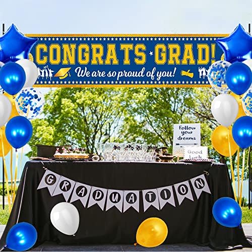 Dulefun 43PCS Diplomiranje natpisa Baloon ukrasi, diplomski dvorište 2023 Čestitavanje setova za natpise za unutarnje vanjske srednje