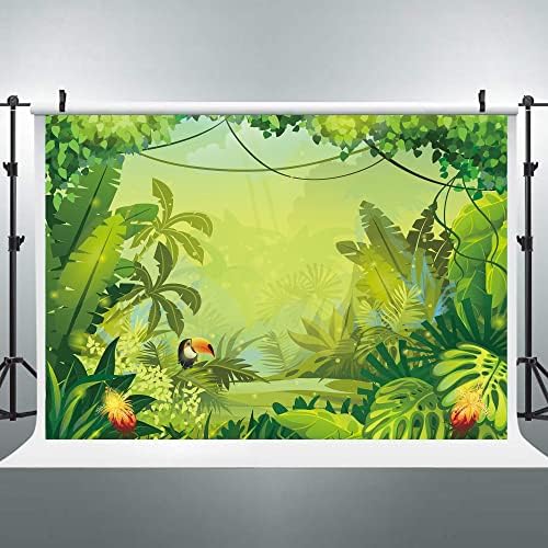 Pozadina safarija u džungli Tkanina Poliester animacija šuma djeca zelena pozadina za fotografiranje 7 do 5 do ft prašuma ukras životinja