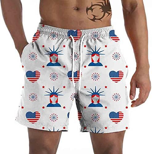 Brzi suhi kupaći kostim kratke hlače muškarci Star Stripe Print Sport Sport plivači plus veličina Patriotska ploča s kupaćim kostima