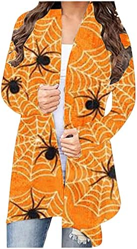 Ženski džemperi za Halloween kaputi s dugim rukavima kaputi ispisani otvoreni prednji lagani ramenima plus veličina goth kardigan