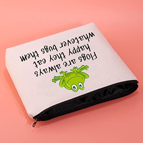 Mnigiu žaba ljubitelj kozmetičke torba za šminku žaba poklon žaba uvijek su sretni što jedu sve što ih gnjavi žaba s patentnim zatvaračem