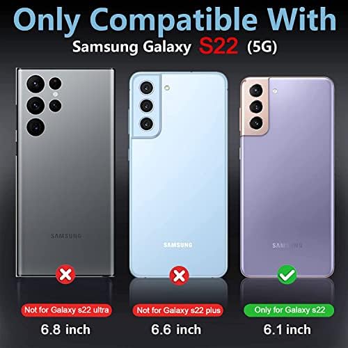 Kompatibilno sa Samsung Galaxy S22 Slučaj sa zaštitom zaslona za zaštitu zaslona, ​​zaštitni poklopac otpornog na šok, zaštitni poklopac