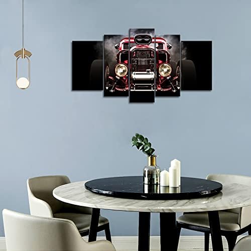 5 komada retro umjetnost zida automobila sa slikanjem slike vintage motociklističke tiska na platnu za ukras dekora kuće