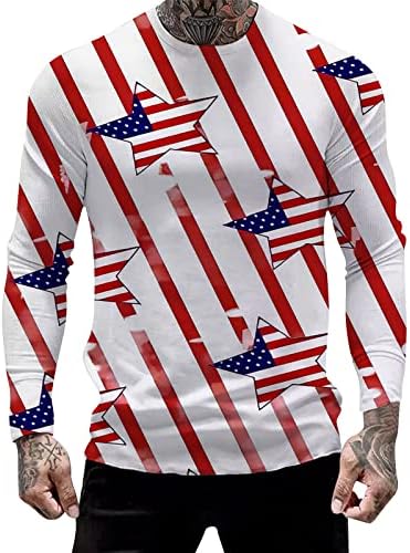 BMISEGM Ljetne majice za muškarce muške košulje 1776 Dan neovisnosti grafički dugi rukavi dugi dugi rukavi t