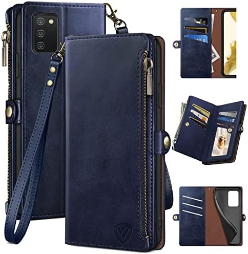 XcaseBar za Samsung Galaxy A03S torbica-novčanik na munje 【Zaključavanje RFID】 Nositelj kreditne kartice, flip-imenik-folio torbica